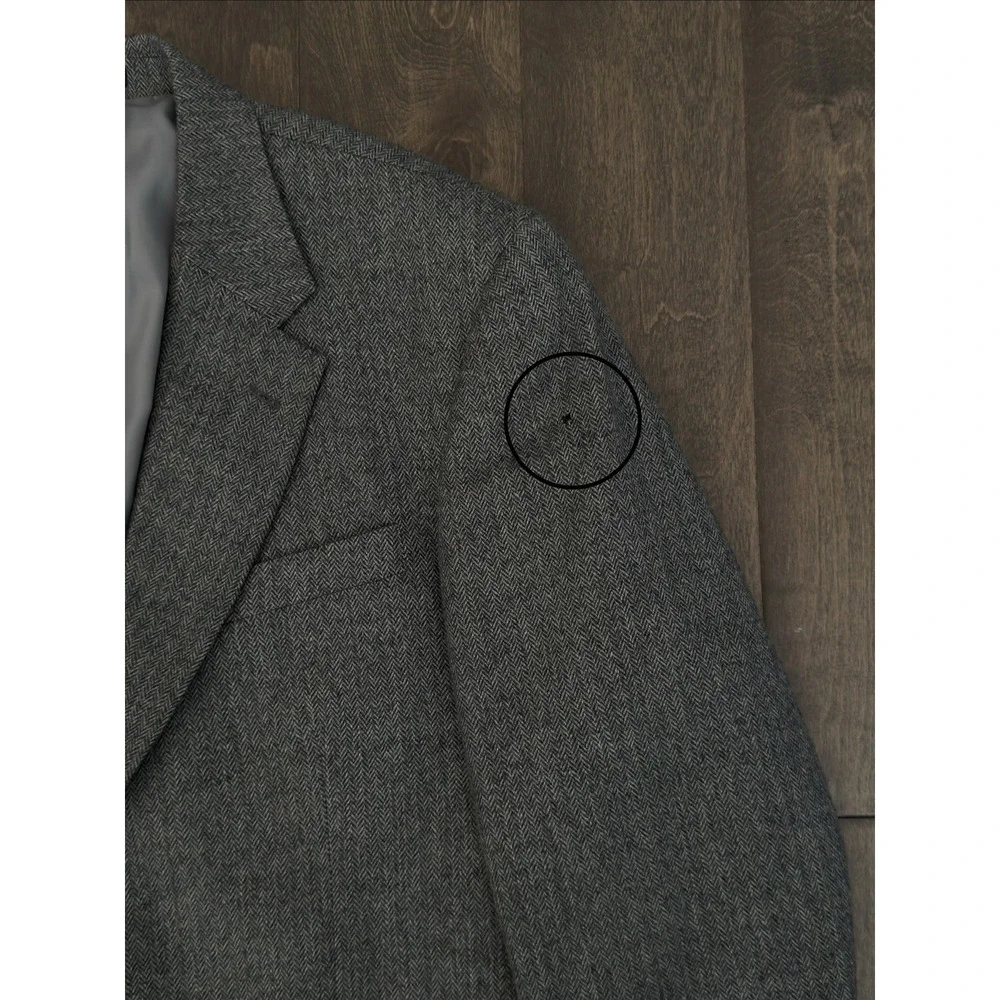 Meeting Street Sport Coat 44R Gray Herringbone Tweed 100% Lambwool Blazer Jacket